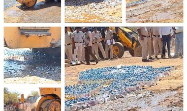 *अवैध शराब पर पुलिस ने चलाया रोड रोलर, एसपी के निर्देश पर 17 थाने से जप्त शराब को किया नष्ट*